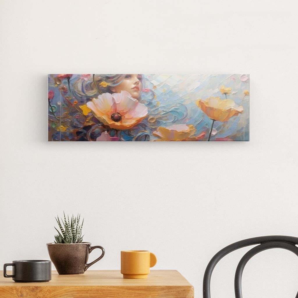 Floral Embrace - Framed 60X20 Cm / Stretched Canvas