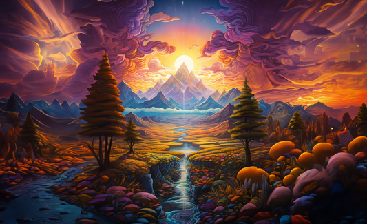 Psychedelic Peaks - Framed Canvas