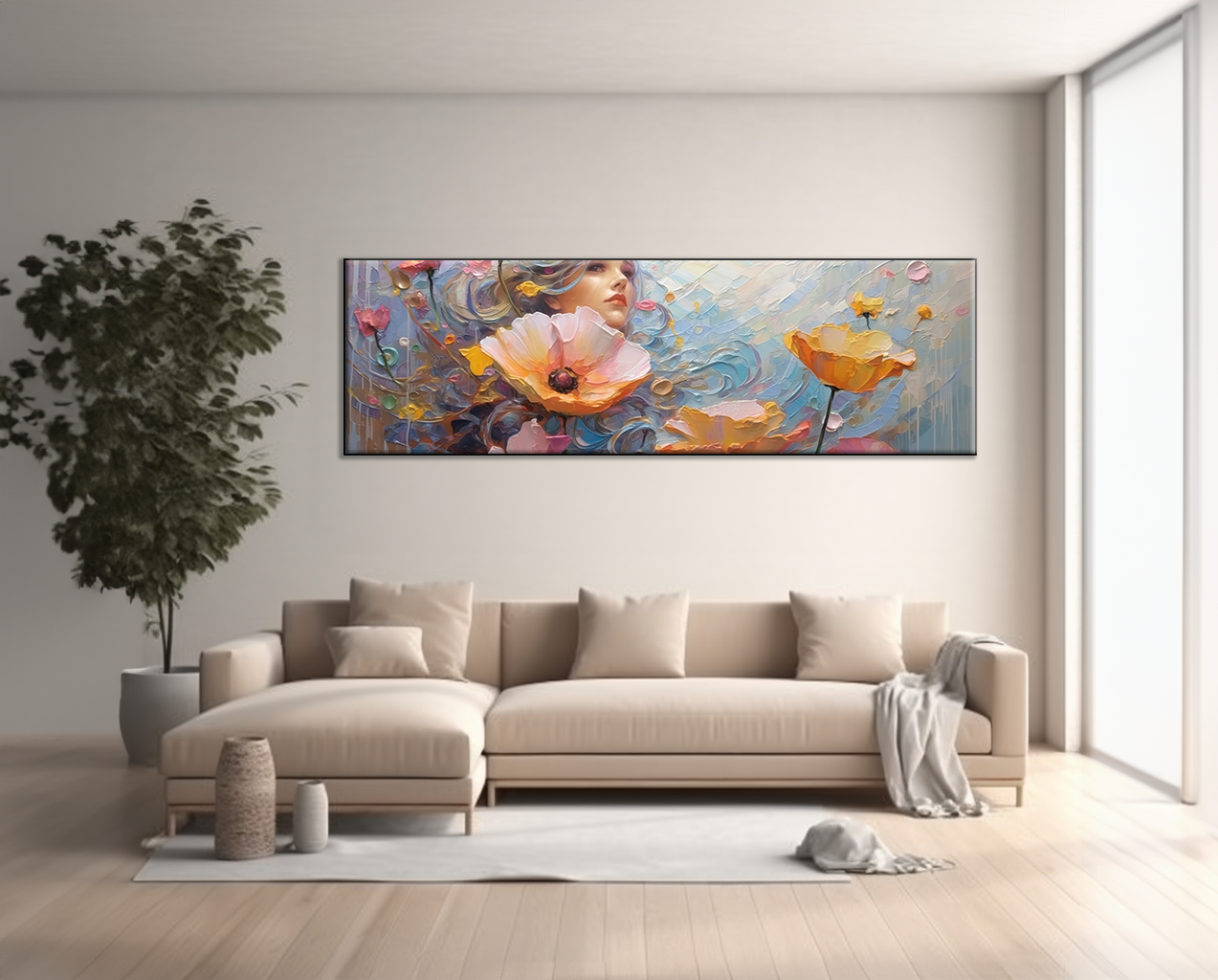 Floral Embrace - Framed Canvas