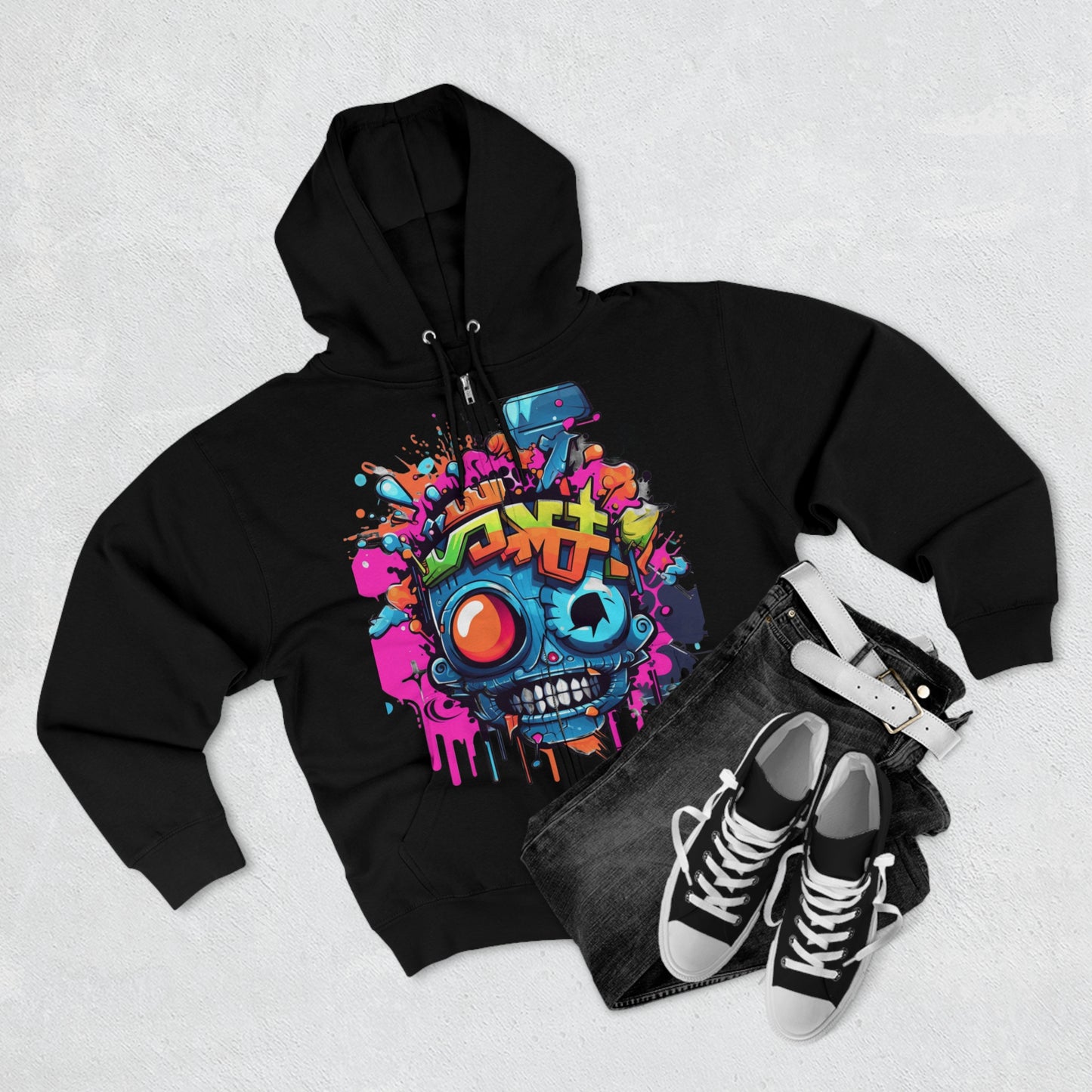 "Urban Tag Hoodie" - Hoodies Zip Up Long Sleeve Fleece Sweatshirts Hoodies