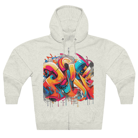 "Graffiti Chic Hoodie" - Hoodies Zip Up Long Sleeve Fleece Sweatshirts Hoodies