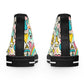 "Playful Kicks: A Charming High-Top Sneaker featuring a Whimsical Smiley Pattern" - High Top Trainers Fashion Sneakers