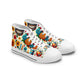 "Skull Fiesta: A Celebration of Life - High-Top Sneakers Featuring Vibrant Mexican Day of the Dead Inspired Textile Patterns and Indigenous Art Motifs"- High Top Trainers Fashion Sneakers