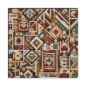 "Native Geometry" - Framed Canvas Print Colourful Wall Art