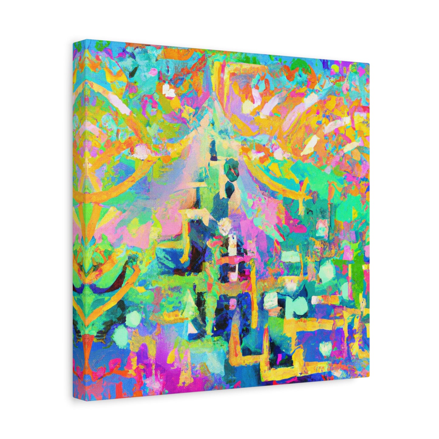 "Fluttering Bazaar Bliss" or "Butterfly Bazaar Fusion" - Framed Canvas Print Colourful Wall Art