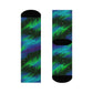 "Northern Lights Nostalgia: Emerald and Violet Arctic Crew Socks featuring Whimsical Textile Prints" - Men and Women Crew Socks Combed Athletic Sports Casual Classic