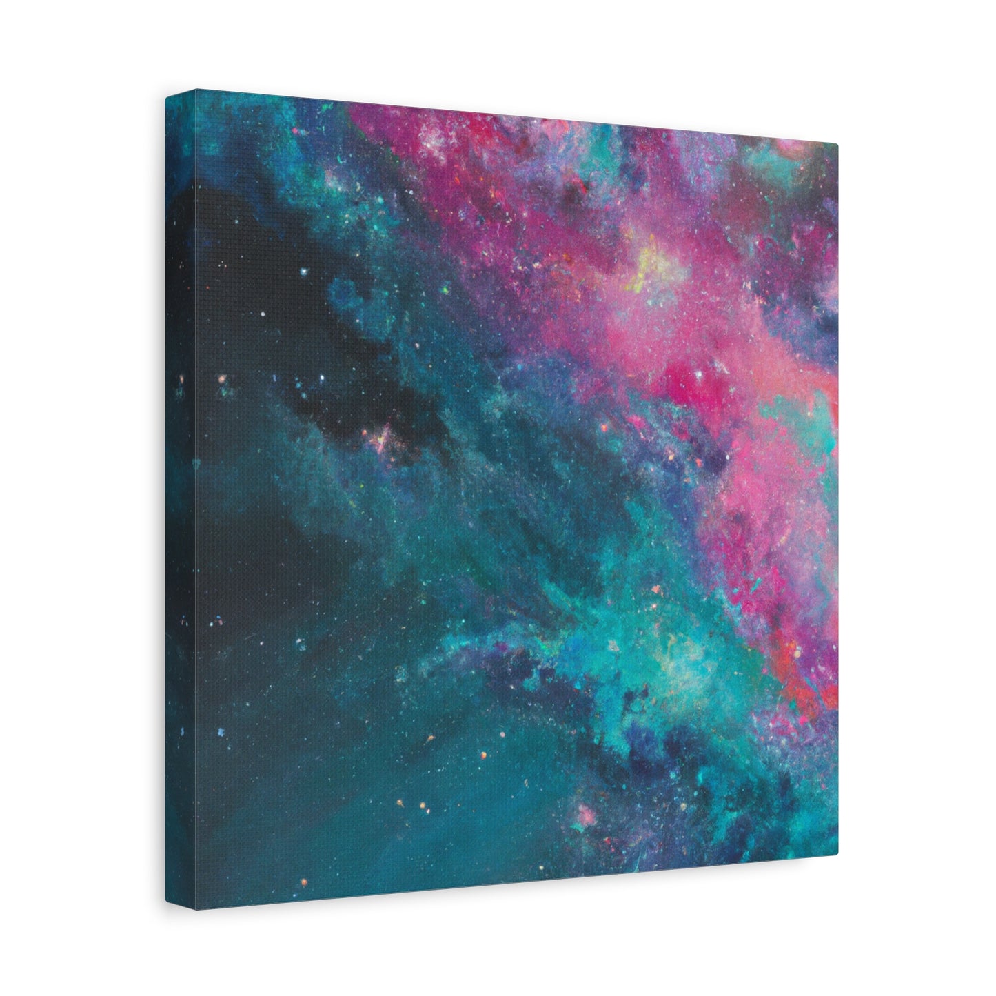 "Galactic Teal Dreams" - Framed Canvas Print Colourful Wall Art