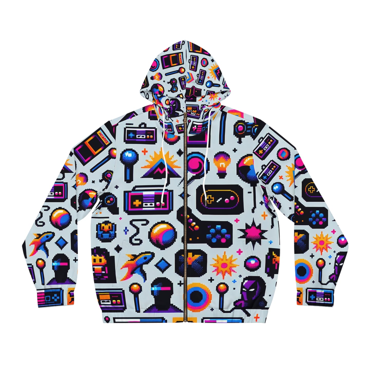 Arcade Pixel Print - Hoodies 3d Print Jupers with Pockets Long Sleeve