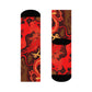 "Flourishing Firebirds: Crimson & Gold Oriental Dragon & Phoenix Crew Socks" - Men and Women Crew Socks Combed Athletic Sports Casual Classic