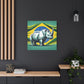 "Rinoceronte Brazil" - Framed Canvas Print Colourful Wall Art