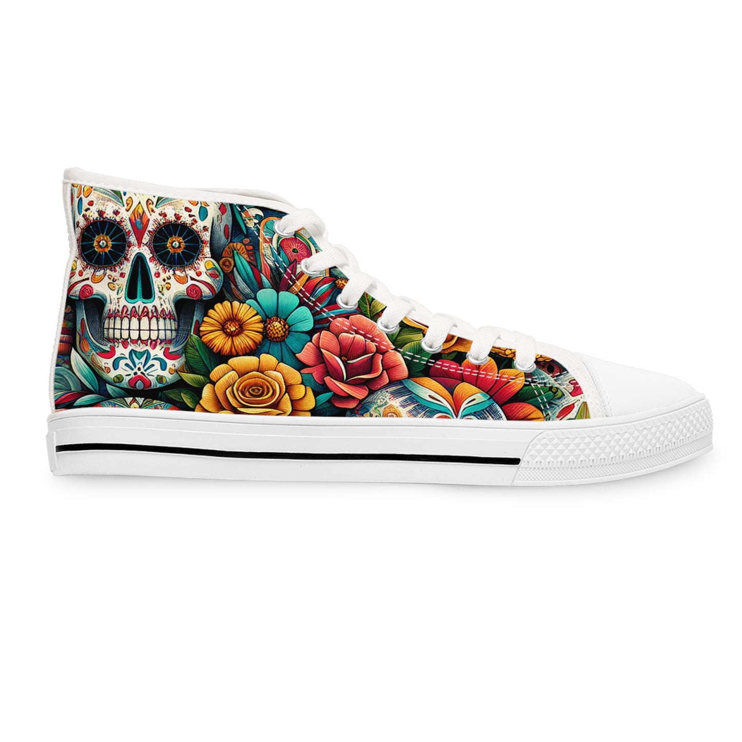 "Day of the Dead High Tops: A Vibrant and Celebratory Sneaker with Daring Skull Designs"- High Top Trainers Fashion Sneakers