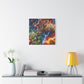 "Jewel Garden Abstract" - Framed Canvas Print Colourful Wall Art