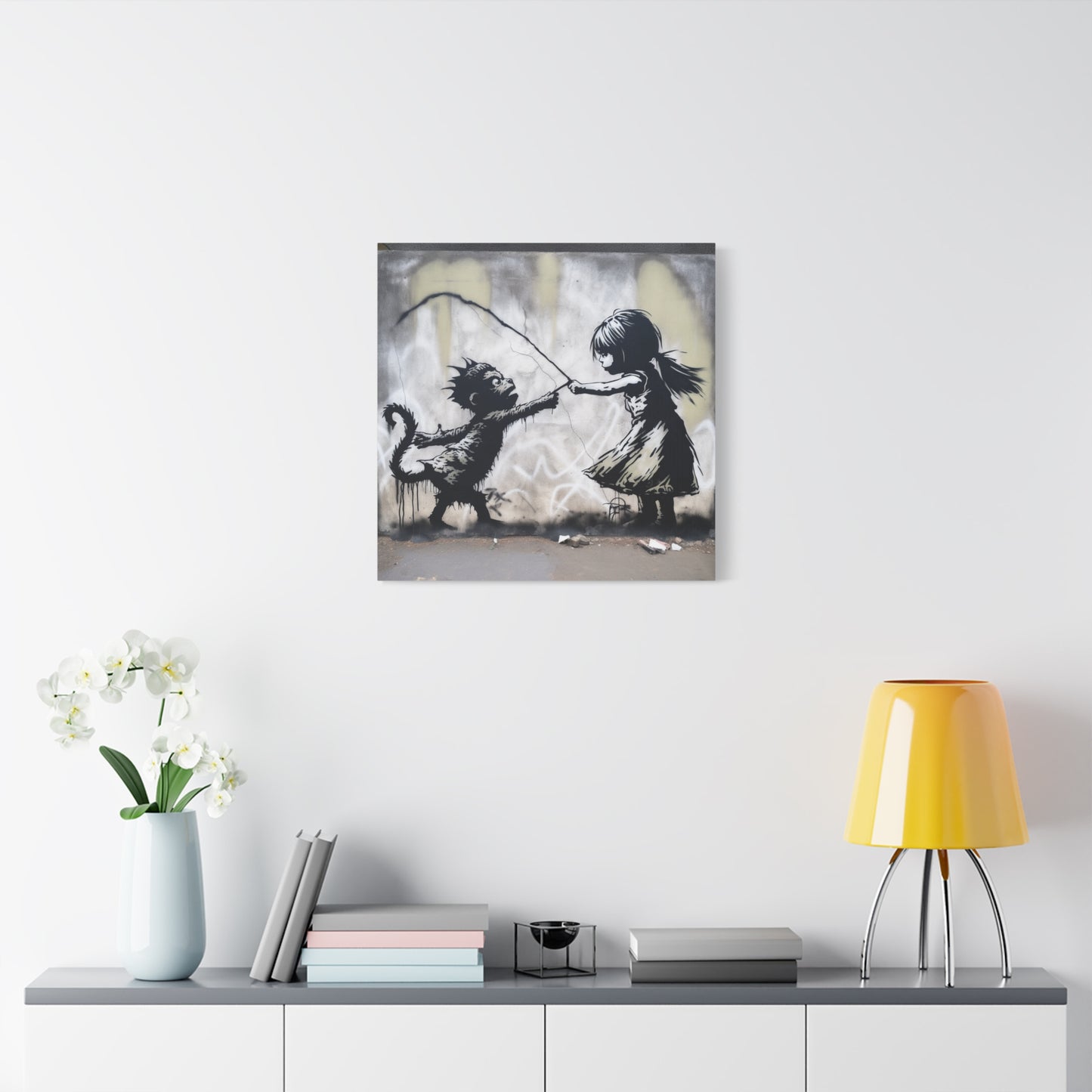 "AI Graffiti Transform" - Framed Canvas Print Colourful Wall Art