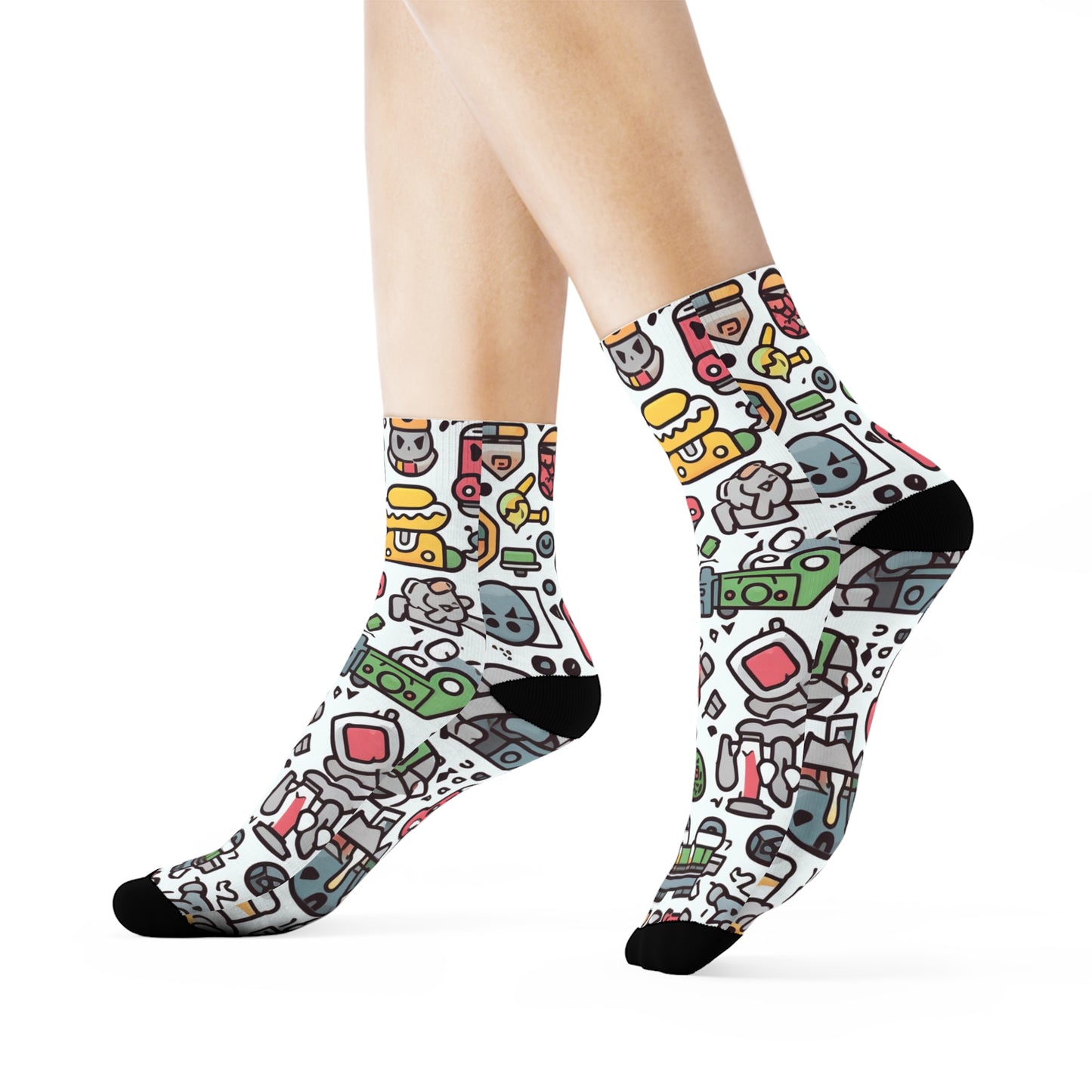 "Emojicute Crew Socks: Express Your Personality with Adorable Patterns!" - Men and Women Crew Socks Combed Athletic Sports Casual Classic