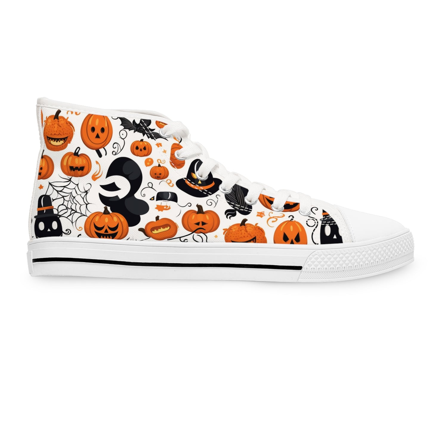 "Spooky Chic: Halloween Patterned High-Top Sneakers for the Ultimate Trick-or-Treat Look" - High Top Trainers Fashion Sneakers