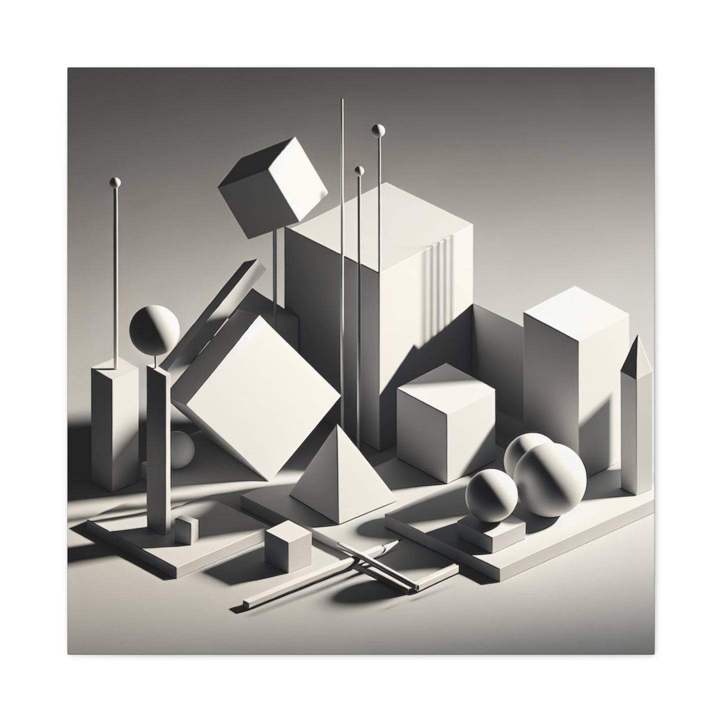 "Geometric Precision" - Framed Canvas Print Colourful Wall Art