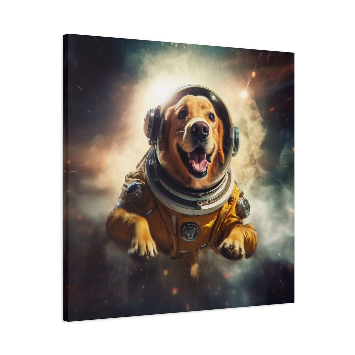 "SpacePup Art" - Framed Canvas Print Colourful Wall Art