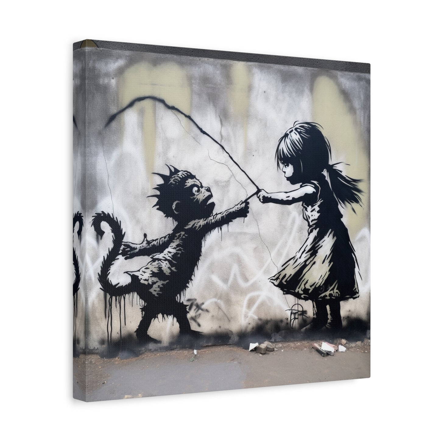 "AI Graffiti Transform" - Framed Canvas Print Colourful Wall Art