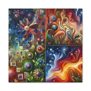 "Jewel Garden Abstract" - Framed Canvas Print Colourful Wall Art