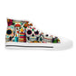 "Unleash Your Celebratory Spirit with Our Day of the Dead High-Top Sneaker: A Vibrant Fusion of Mexican Skulls and Colorful Textile Art"- High Top Trainers Fashion Sneakers