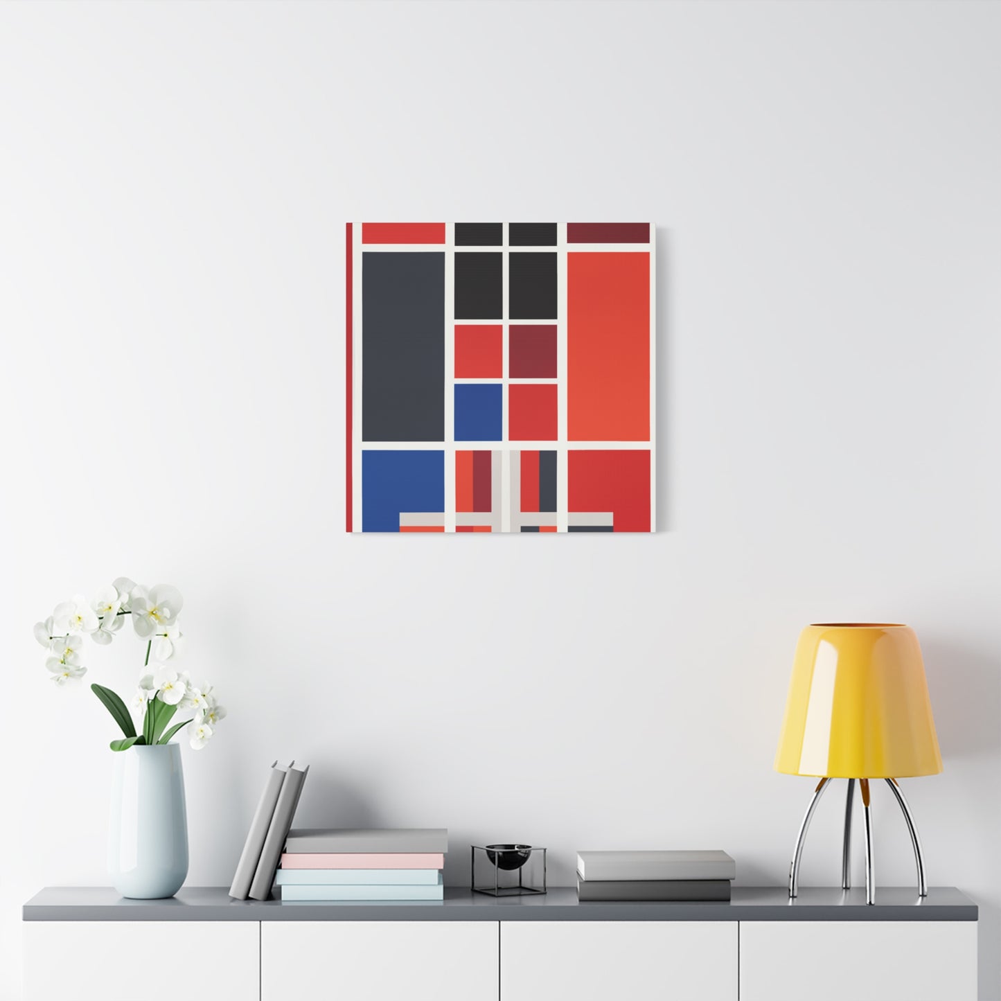 "Abstract Geometric Fusion" - Framed Canvas Print Colourful Wall Art