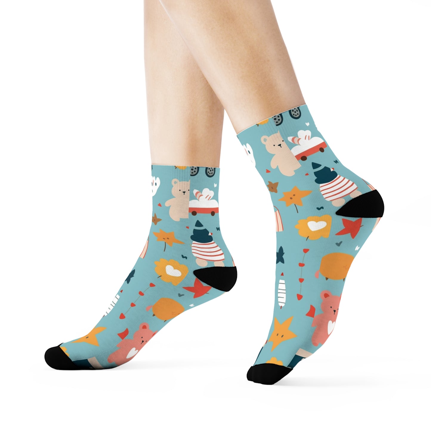 "Step Into Fun: Emoji and Cute Image Crew Socks with Playful Patterns!" - Men and Women Crew Socks Combed Athletic Sports Casual Classic