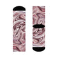 "Rose Gold Rush: Premium Marble Swirl Crew Socks in Chic White and Metallic Rose Gold" - Men and Women Crew Socks Combed Athletic Sports Casual Classic