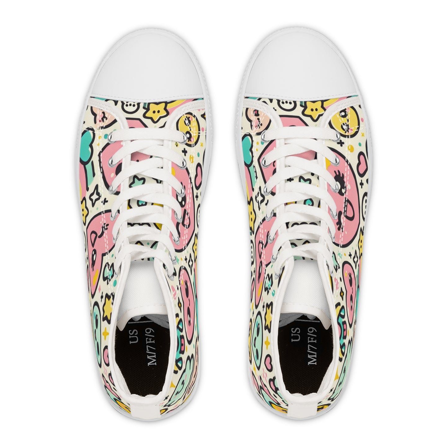 "Emoji Express High-Tops: Playful & Whimsical Sneakers for Fashionable Fun-Lovers" - High Top Trainers Fashion Sneakers