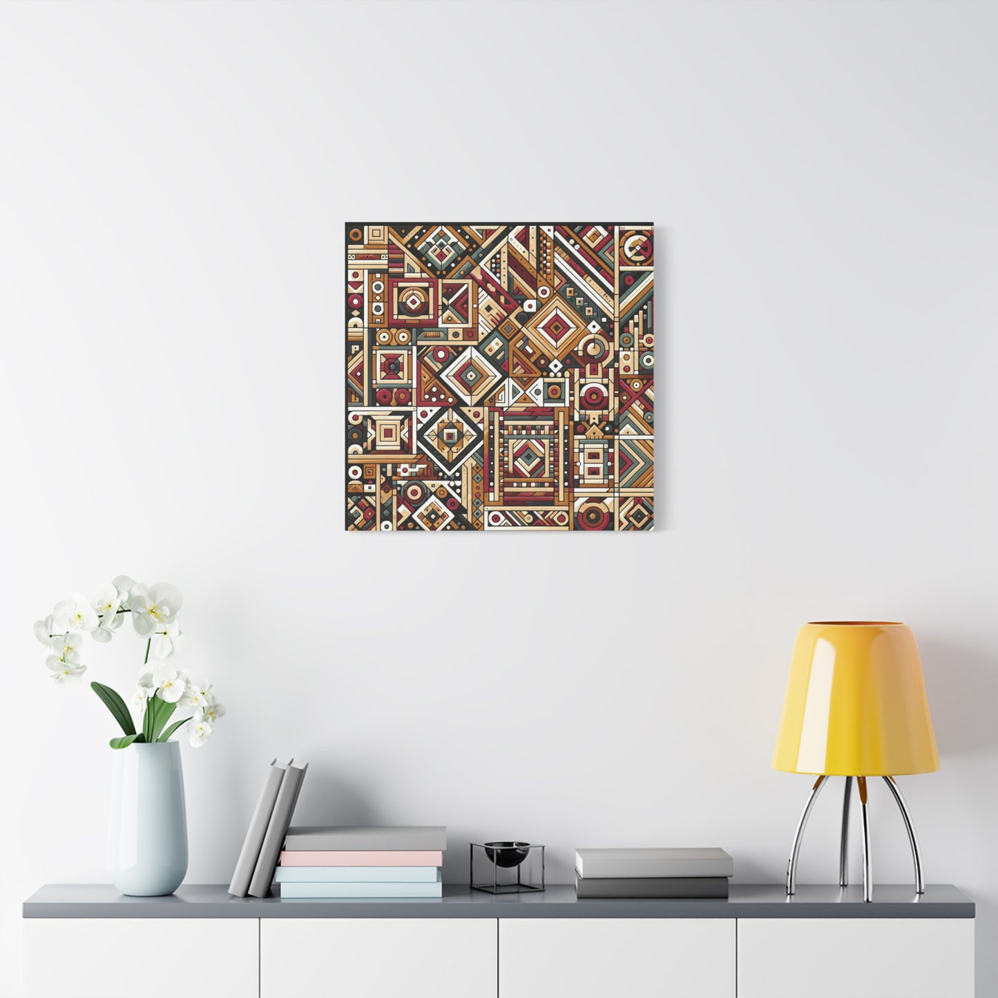 "Native Geometry" - Framed Canvas Print Colourful Wall Art