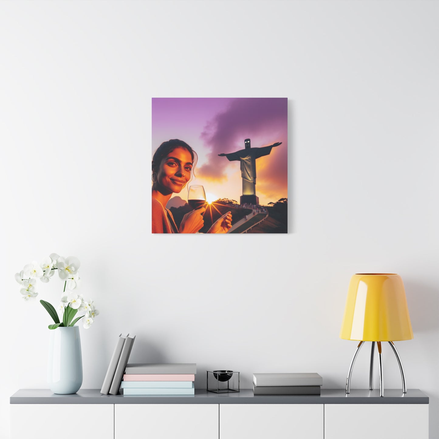 "Brasileira Sunset Serenity" - Framed Canvas Print Colourful Wall Art