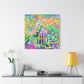 "Fluttering Bazaar Bliss" or "Butterfly Bazaar Fusion" - Framed Canvas Print Colourful Wall Art