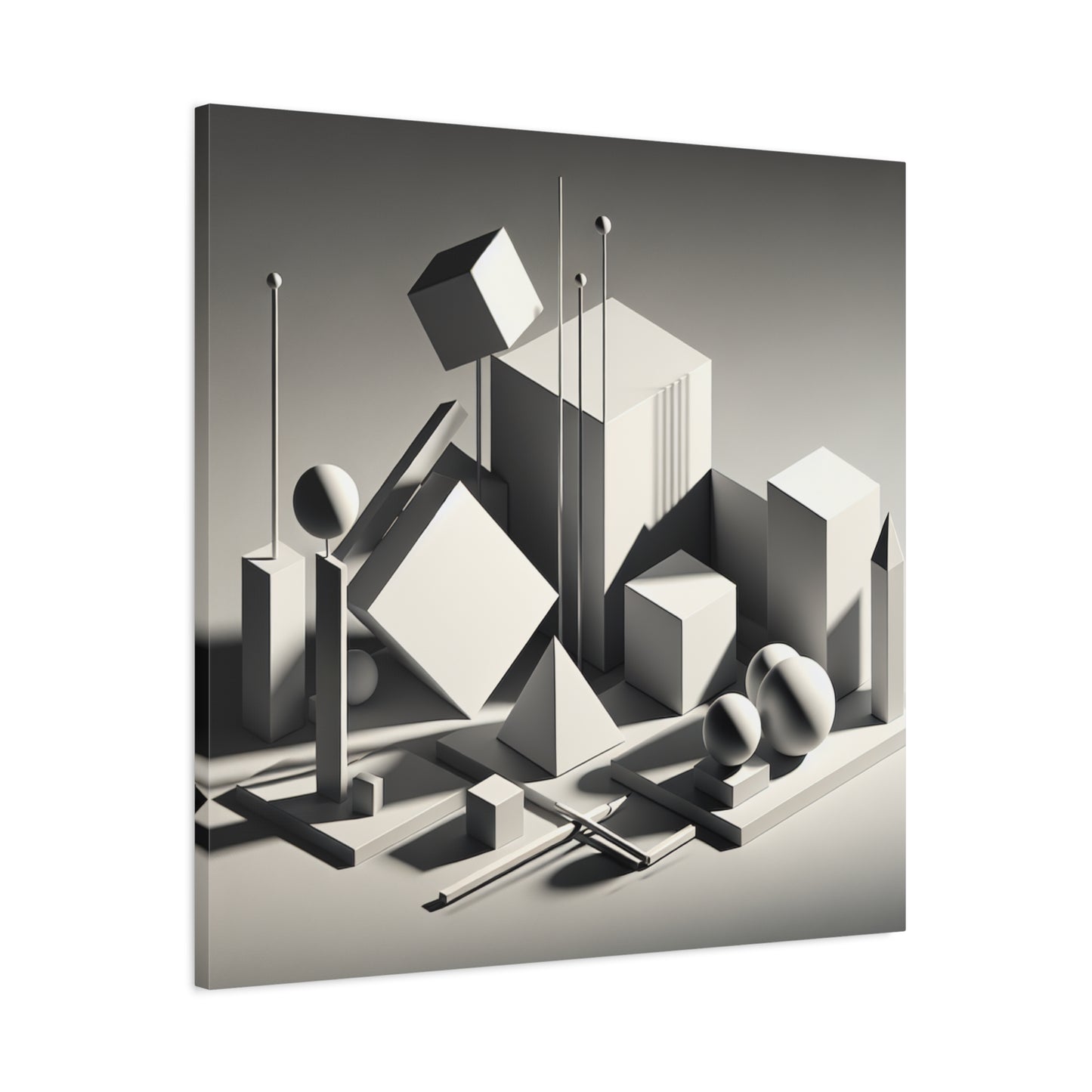"Geometric Precision" - Framed Canvas Print Colourful Wall Art