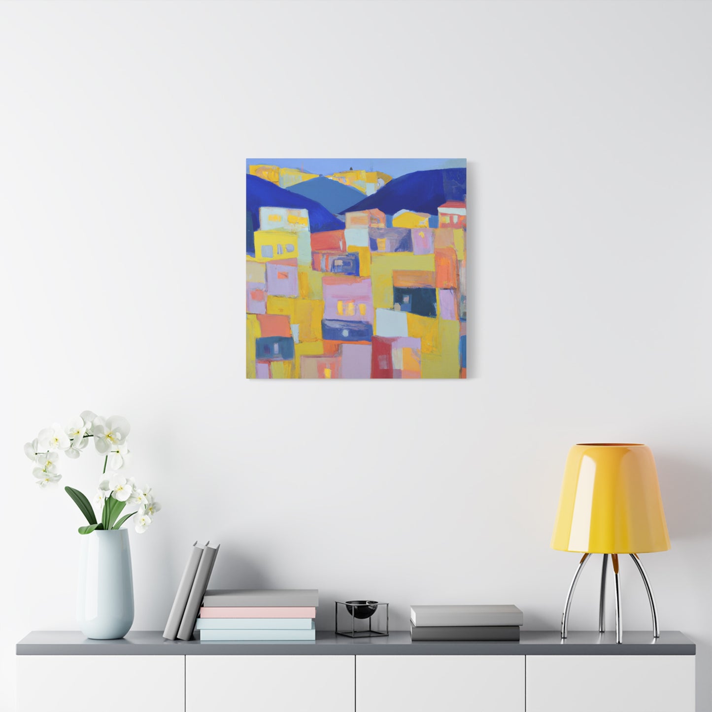 "Urban Geometry" - Framed Canvas Print Colourful Wall Art