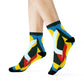 "Kaleidoscope Comfort: Kandinsky-Inspired Crew Socks in Vibrant Primary Colors" - Men and Women Crew Socks Combed Athletic Sports Casual Classic