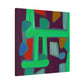 "Geometric Greenscape" - Framed Canvas Print Colourful Wall Art