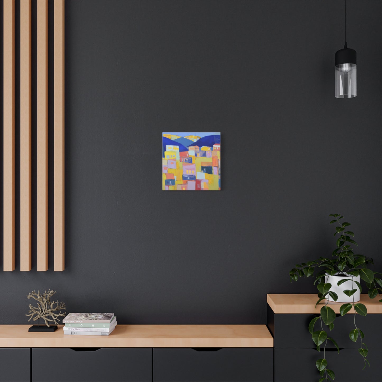 "Urban Geometry" - Framed Canvas Print Colourful Wall Art