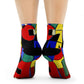 "Picasso's Prism Crew Socks: Boldly Colorful Cubism Textile Designs" - Men and Women Crew Socks Combed Athletic Sports Casual Classic