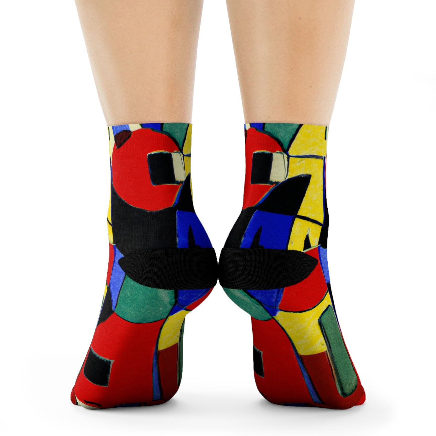 "Picasso's Prism Crew Socks: Boldly Colorful Cubism Textile Designs" - Men and Women Crew Socks Combed Athletic Sports Casual Classic