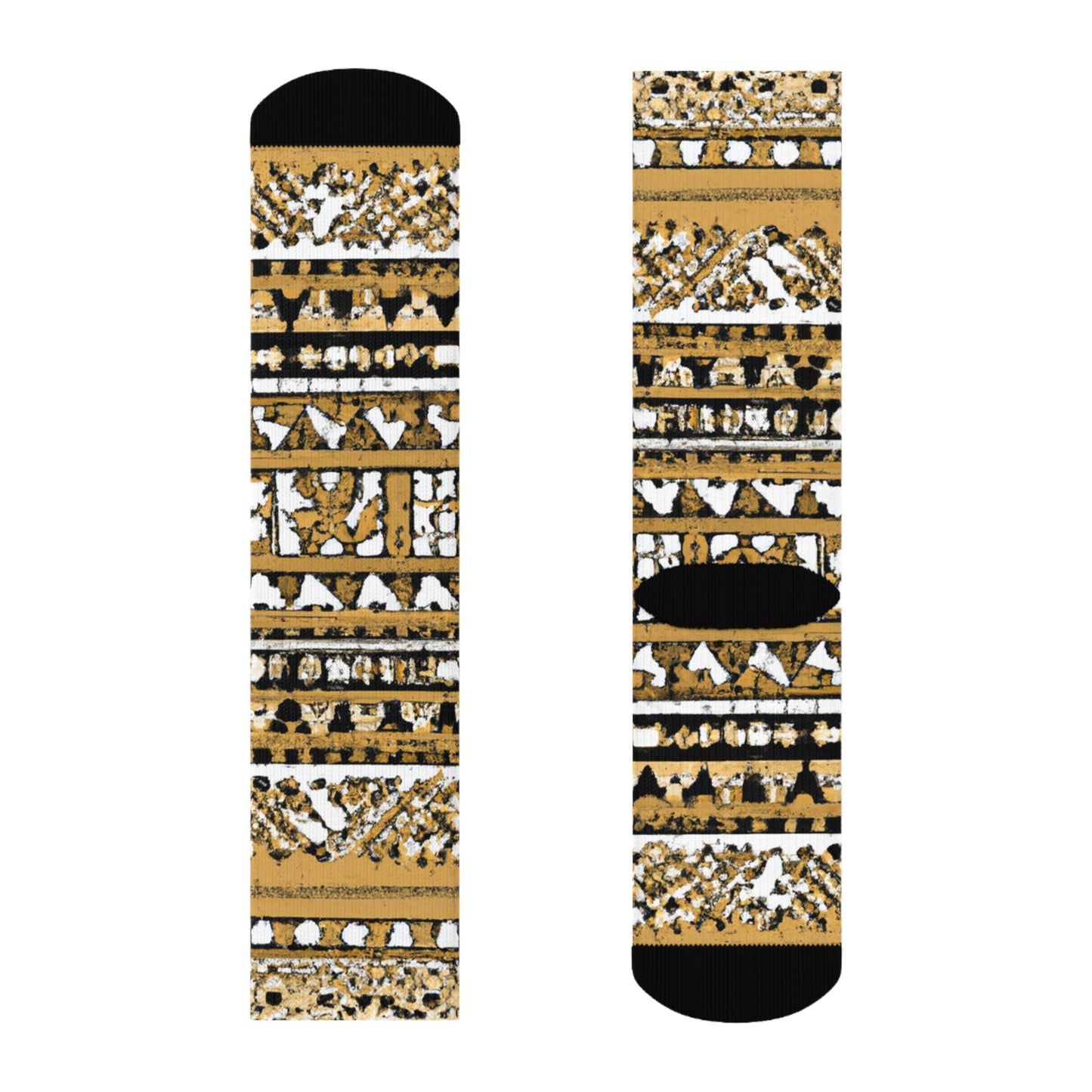 "Earthtones Tribe: Maori Tribal Inspired Crew Socks for a Bold and Boho Look!" - Men and Women Crew Socks Combed Athletic Sports Casual Classic