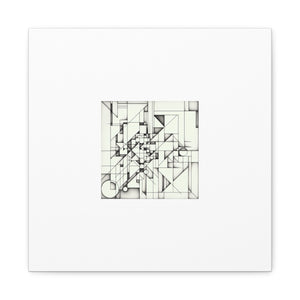 "Monochromatic Geometry" - Framed Canvas Print Colourful Wall Art