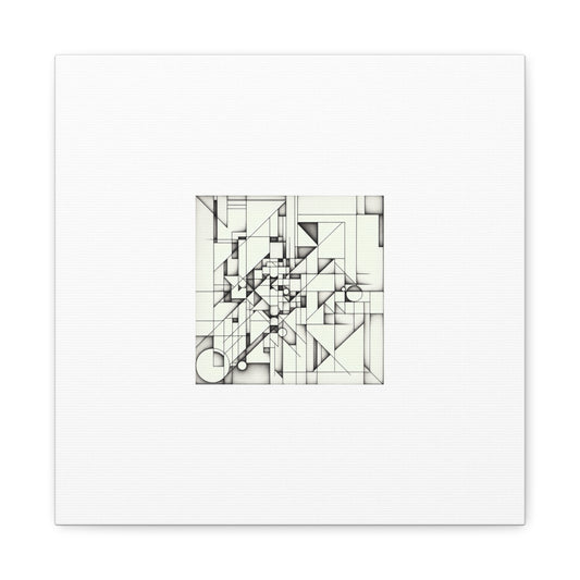 "Monochromatic Geometry" - Framed Canvas Print Colourful Wall Art