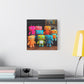 "Whimsical Prints" - Framed Canvas Print Colourful Wall Art