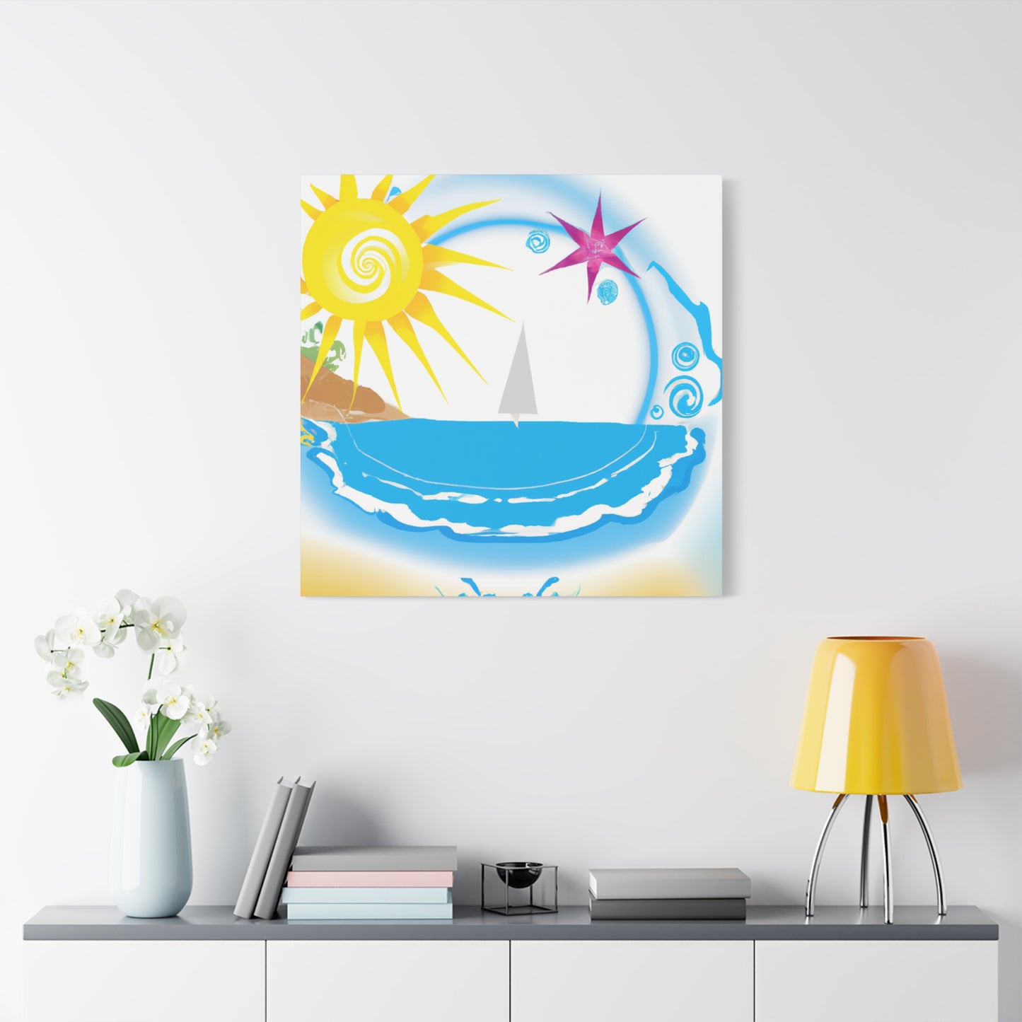 "Tropical Bliss Print" - Framed Canvas Print Colourful Wall Art