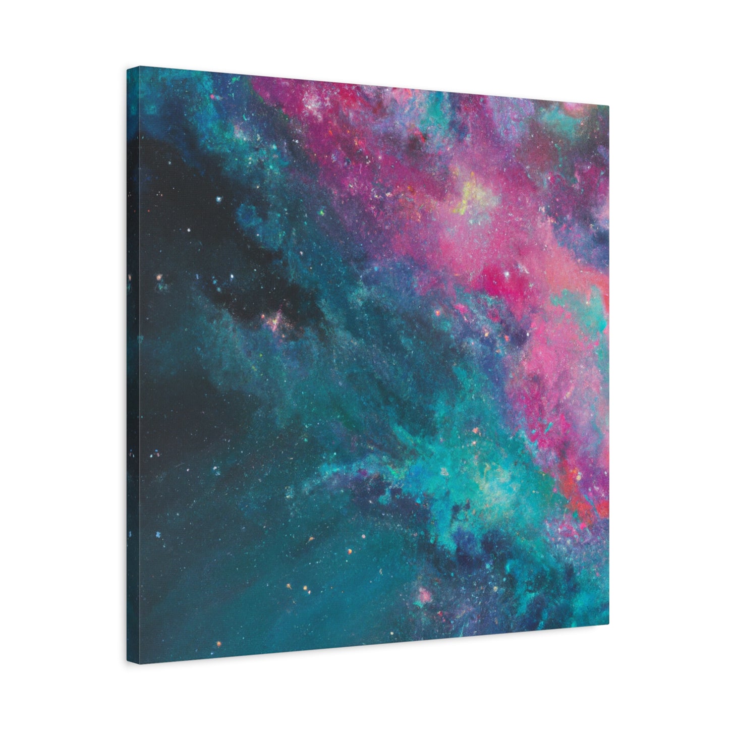 "Galactic Teal Dreams" - Framed Canvas Print Colourful Wall Art