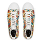 "Skull Fiesta: A Celebration of Life - High-Top Sneakers Featuring Vibrant Mexican Day of the Dead Inspired Textile Patterns and Indigenous Art Motifs"- High Top Trainers Fashion Sneakers