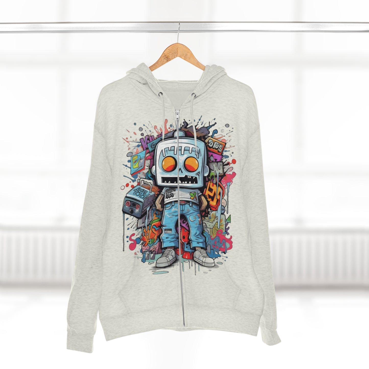 "Graffiti Hoodie" - Hoodies Zip Up Long Sleeve Fleece Sweatshirts Hoodies