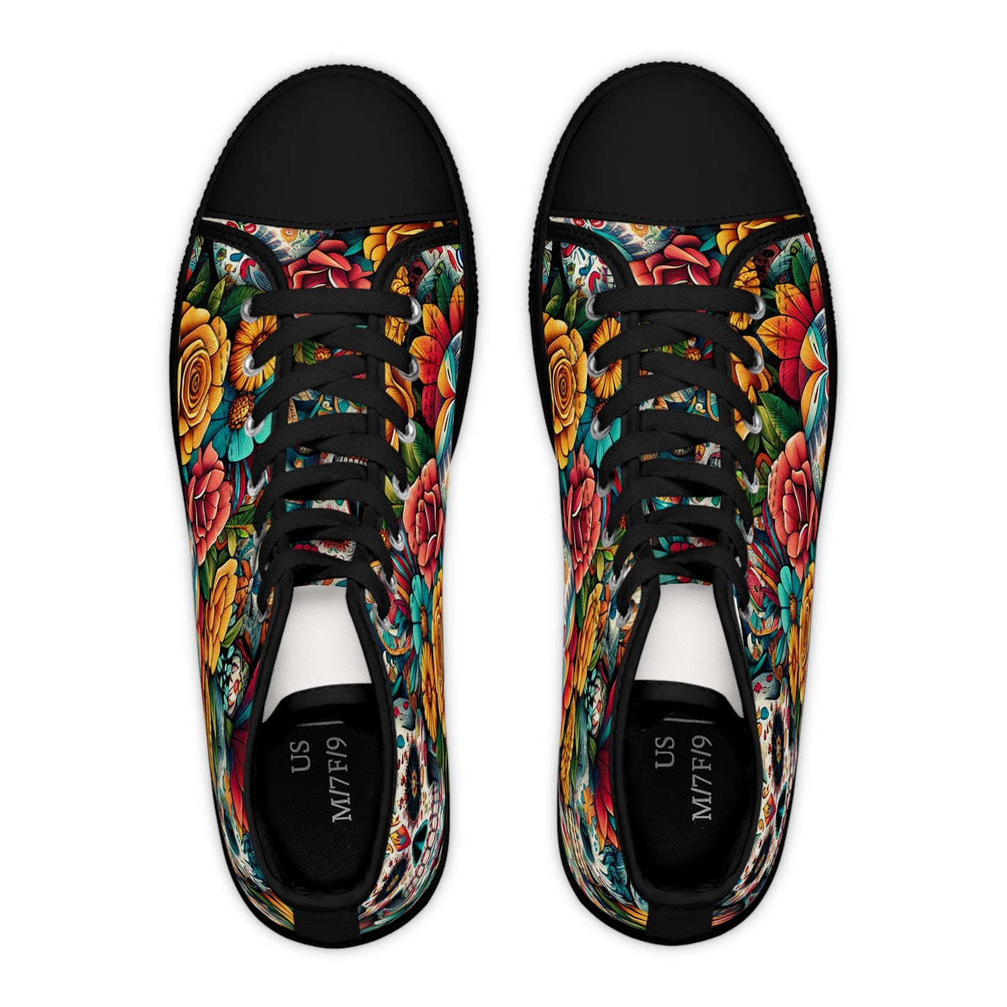 "Day of the Dead High Tops: A Vibrant and Celebratory Sneaker with Daring Skull Designs"- High Top Trainers Fashion Sneakers