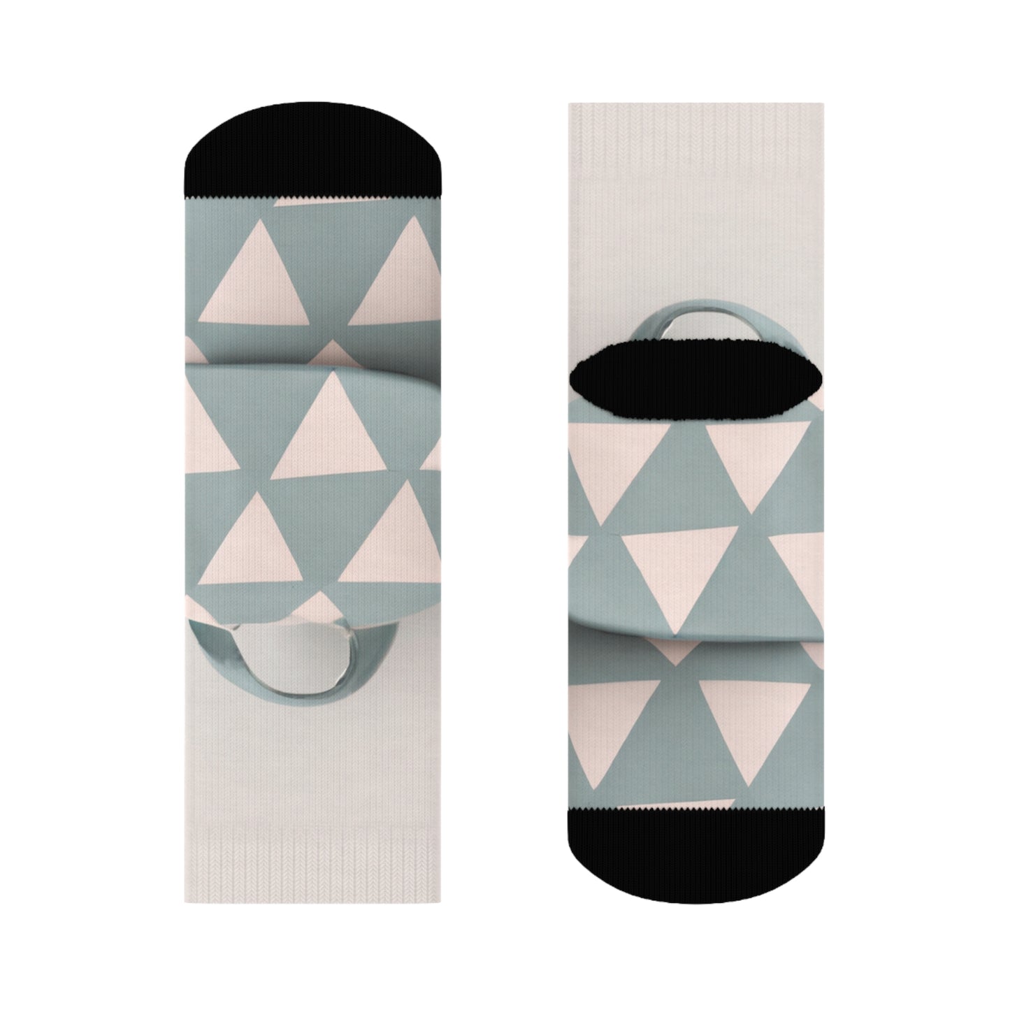 "Retro Revival: Pastel Geometric Crew Socks with a Backpack Twist!" - Men and Women Crew Socks Combed Athletic Sports Casual Classic