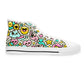 "Introducing Emoticon Express: The Ultimate High-Top Sneaker with a Fun and Vibrant Emojis and Hearts Print, Perfect for Kids and Kids-at-Heart Everywhere!" - High Top Trainers Fashion Sneakers