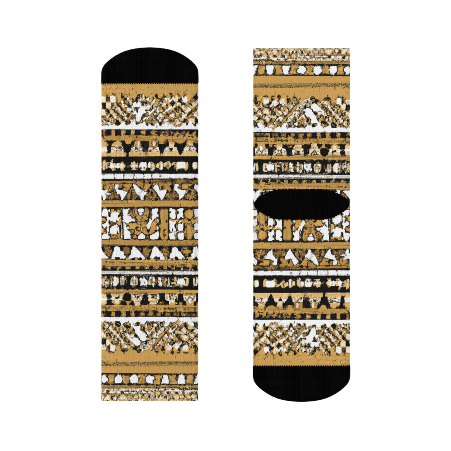 "Earthtones Tribe: Maori Tribal Inspired Crew Socks for a Bold and Boho Look!" - Men and Women Crew Socks Combed Athletic Sports Casual Classic